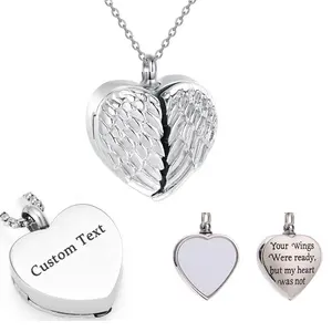 Sublimation Blank Cremation Heart Urn Necklace Ashes Jewelry for Women Men Keepsake Pendant Memorial Locket Ash Holder