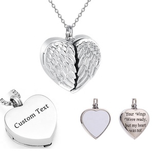 Fanery Sue Collar De Urna Personalizado Para Cenizas Humanas, Recuerdo De Ala De ángel, Joyería De Cremación Personalizada, Colgante De Cilindro Conmemorativo, Acero Inoxidable