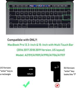 Couverture de <span class=keywords><strong>clavier</strong></span> en silicone multilingue pour <span class=keywords><strong>MacBook</strong></span> 12 A1534 A1931 2015-2019 <span class=keywords><strong>Pro</strong></span> <span class=keywords><strong>13</strong></span> A1708 2016-2017, <span class=keywords><strong>protection</strong></span> en espagnol et en anglais - Product Image 6