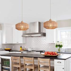 Lampe suspendue tissée côtière avec abat-jour <span class=keywords><strong>en</strong></span> corde de chanvre fait à la main interrupteur à intensité variable panier naturel lampe suspendue pour décor - Product Image 2