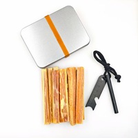 Kit de démarrage de feu pour camping en extérieur avec torche en pin et silex, allume-feu de survie primitif, ensemble portable en boîte métallique