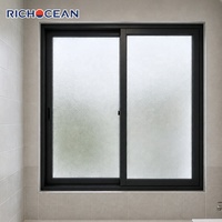 RICHOCEAN Fenêtre coulissante en aluminium minimaliste personnalisée, étanche, avec protection de la vie privée, verre givré pour salle de bain