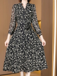 Abito <span class=keywords><strong>Veda</strong></span> Fatto a Mano, Stile Bohémien, Lunghezza al Polpaccio, Modesto <span class=keywords><strong>e</strong></span> Sexy, con Stampa Floreale a Blocchi, Casual per Occasioni Speciali - Product Image 5