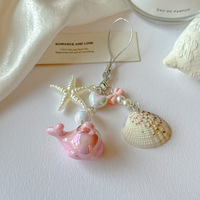 Pendentif en forme de coquille de perle de baleine, porte-clés perlé, breloque de sac tendance