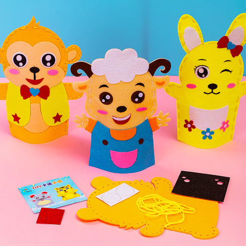 Hand-sewn Fun Doll Kindergarten DIY Non-woven Fabric Abrasion-Resistant Animal Pattern Heavyweight Kit Children's Cartoon Finger