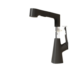 Robinet <span class=keywords><strong>de</strong></span> lavabo monotrou noir ZEPENG style extractible chaud et froid mitigeur d'eau monté sur le pont - Product Image 1