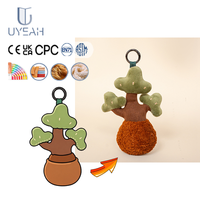 Porte-clés en peluche mini dessin animé mignon personnalisé avec logo UYEAH ODM CPC/EN71, jouet en peluche doux en forme d'arbre, cadeau pour enfants