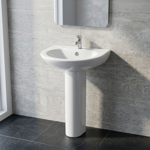 Oval Ceramic Hand Wash Basin With Full Pedestal Bathroom Sink For Home Hotel Sanitary Ware - Product Image 3