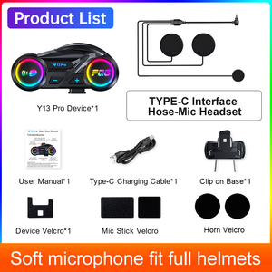 Y13 PRO mains libres 2 personnes 500m interphone de vélo <span class=keywords><strong>pour</strong></span> casque de <span class=keywords><strong>motard</strong></span> casque avec assistants vocaux connexion téléphone <span class=keywords><strong>pour</strong></span> le cyclisme - Product Image 2