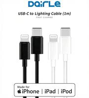 Câble USB-C vers Lightning certifié MFi Dairle, charge rapide, transfert de données haute vitesse, câble USB-C vers Lightning, cordon de charge rapide PD