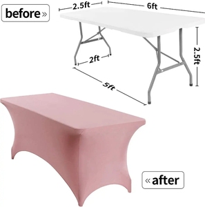 Housse de table de manucure rose extensible en spandex de 1,2 m et 1,8 m, à dos ouvert, élastique et ajustée, pour poste de travail de salon de manucure, cils et tatouage - Product Image 4
