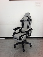 Chaise de Gamer Ergonomique avec Support Lombaire Réglable, Chaise de Jeu en Tissu Grande et Haute avec Repose-Pieds