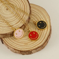 Lincy Acier Inoxydable Vente Chaude Sourire Collier Multi Couleur Pièce Pendentif Émail Sourire Visage Charme Collier