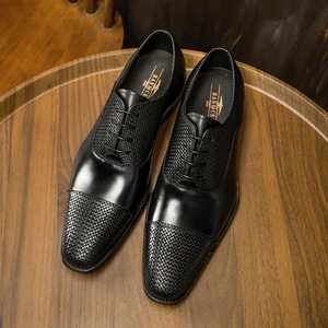 Zapatos Oxford de Vestir para Hombre, de Cuero Genuino Marrón, con Punta Puntiaguda, Cordones, Diseño Sólido, Suela de Goma, para Todas las Temporadas - Product Image 3