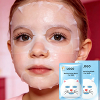 Masque facial pour enfants en feuille d'aloe vera biologique à base de plantes naturelles, design de dessin animé animal pour filles, soin du visage hydratant doux