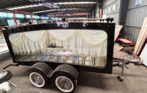 Customized Retro European Style Funeral Coffin Car Funeral Ceremony Coffin Carriage <b>Trailer</b> Non-powered Funeral Hearse - Product Image 4