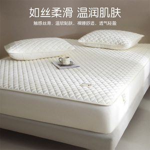 Life Home Silk Protein Fitted Sheet 120x200cm <b>Quilted</b> Non Slip Mattress <b>Protector</b> Solid Color - Product Image 4