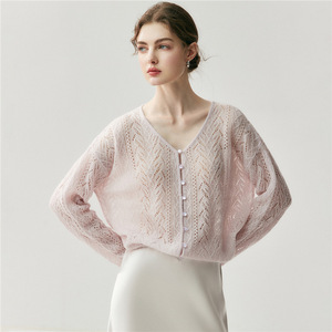 Camicia Casual <span class=keywords><strong>Cardigan</strong></span> in Cashmere da donna in seta Cashmere di alta qualità - Product Image 3