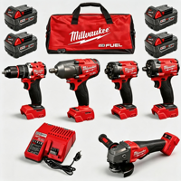 Ensemble d'outils Milwaukee M18 FUEL 10 en 1 pour la réparation automobile, outils sans fil avec 4 batteries au lithium, chargeur rapide, kit d'outils portatif