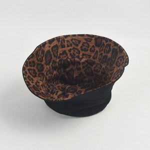 Autumn Winter Stylish Leopard Suede Bucket <b>Hat</b> Beret <b>Hat</b> <b>for</b> Fashion Women - Product Image 3