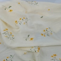XNZTEX JURAVICHY NY3936 Öko-Tex Zertifizierter 100% Baumwoll-Musselin Knitterstoff mit Spanischen Blumenmuster für Baby-Pucktücher