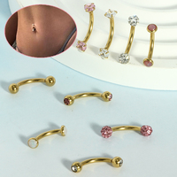 Anneau de nombril en acier inoxydable 14G avec piercing de nombril en zircon de 8/10mm pour mariage ou cadeau, 1 pièce