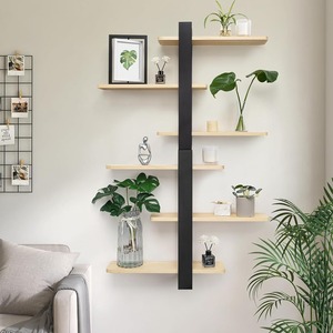 <b>Wall</b> <b>Mounted</b> Wooden <b>Shelf</b> 3 Tier Rectangle Multipurpose Storage Rack For Living Room Bedroom Bathroom Display - Product Image 1