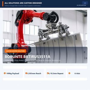 BORUNTE Bras robotisé industriel 6 axes robuste 100 kg BRTIRUS3511A avec pince à fourche personnalisée pour palettisation de marchandises volumineuses - Product Image 1