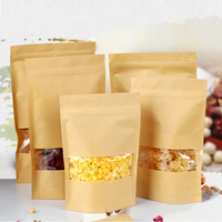 Sachet Doypack Personnalisé en Kraft Brun avec Fenêtre et Fermeture Zip pour Emballage Alimentaire, Impression Gravure