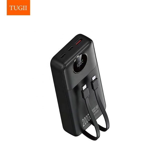 20000mAh Power Bank PD Fast Charging Portable Charger with Digital Display and Built-in Cable Custom Logo OEM Wholesale