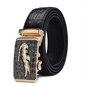 क्रॉस-बॉर्डर क्रोकोडाइल पैटर्न पुरुषों के शुद्ध काउहिट्स बेल्ट मिश्र धातु स्वचालित बकसुआ सरल सुरुचिपूर्ण जोकर डिजाइन स्पॉट - Product Image 2
