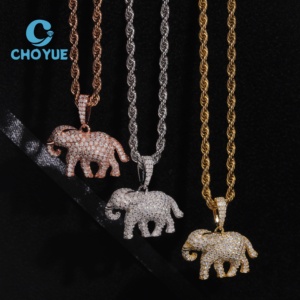 <b>Top</b> Quality 925 Sterling <b>Silver</b> VVS Moissanite Elephant Pendant Hip Hop Iced Out Jewelry Unisex GRA Certificate - Product Image 1