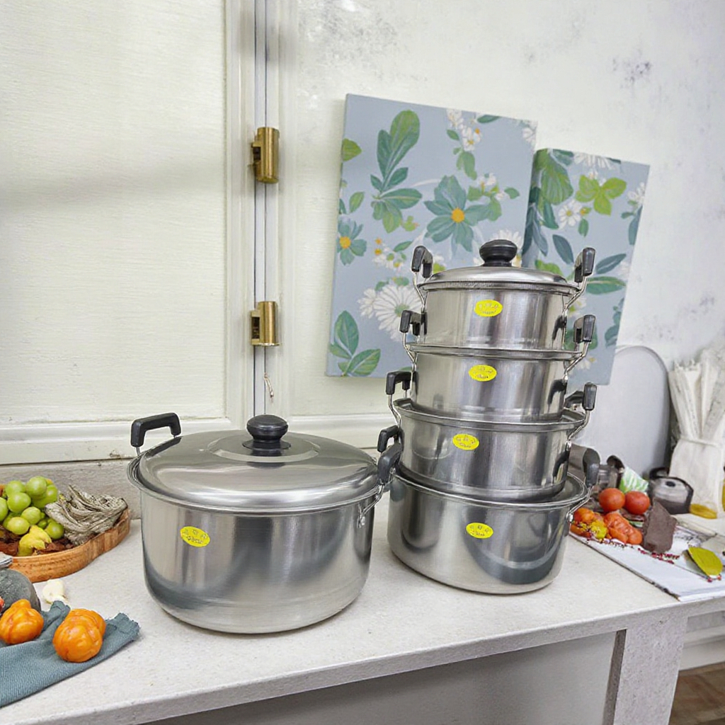 5pcs Kitchen Ware Soup Steamer Pot Set With Lid Stainless Steel Cooking Pot Set Cookware Sets Household Items · image 3