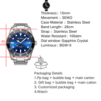 BLWRX 45mm hommes automatique 300m plongeur montre en acier inoxydable haute qualité Sport résistant à l'eau ne pas faire de clonage
