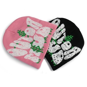Hk34 Tùy Chỉnh Thiết Kế Beanie Hợp Thời Trang Thư Jacquard Cap Dệt Kim Beanies Cho Nam Giới Phụ Nữ Jacquard Áo Thun Hat Hip Hop Rap Beanie Mũ - Product Image 1