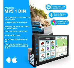 Carplay đa phương tiện trung tâm todos OS tipos de 1 Din 7 polegadas MP5 Bluetooth USB/AUX/TF mirrorlink Com Tela sensivel AO toque - Product Image 3