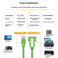 Adaptateur de puce FTDI RS232 direct d'usine câble pilote série DB9 vers USB pour Modem de données vert Win/MacOS/Linux pour registre de caissier