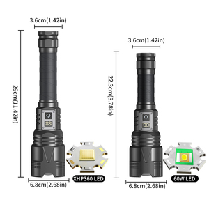 Flashlights 5000lumens 26650 Xhp360 1500m 60W LED Rechargeable Torch Light High Power Tactical Long Shot Spotlight Hand Lamp Flashlights