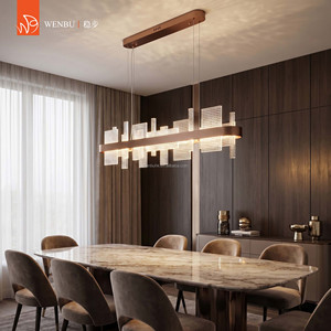 Lampe suspendue en verre artisanal linéaire moderne pour salle à manger de villa et salon d'hôtel - Product Image 2