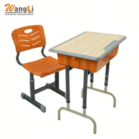 Bureau et chaise d'école ergonomiques réglables en hauteur, plateau blanc, support de dossier, mobilier de classe pour l'étude collaborative
