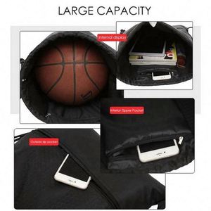 OEM Drawstring <b>Backpack</b> 420D Polyester Waterproof Zipper Pocket Unisex Casual Sports Knapsack Custom Logo Design - Product Image 5