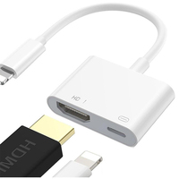 Kabel konektor layar sinkronisasi H-D-MI Video HD 1080P adaptor AV Digital Ligh tning ke H-D-MI dengan Port pengisian daya