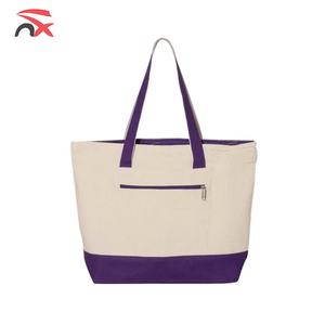 Bolsas de compras de lona simples para estudiantes con cremallera y empalme duradero de gran capacidad con logotipo personalizado para mujer - Product Image 3