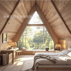Cabane d'été moderne en bois en forme de A, en bois traité thermiquement, pour le camping et les espaces de vie en plein air - Product Image 3