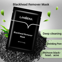 LANBENA Masque Facial Nettoyant au Charbon de Bambou Anti-Points Noirs et Acné, Réducteur de Pores, Soin de la Peau, Masque Noir Peel-Off 5g Crème Femme
