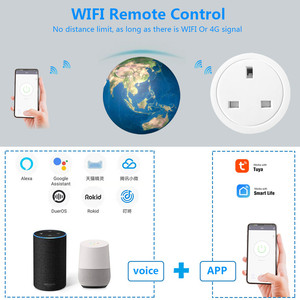 Tuya App & Alexa/asistan kontrolü Mini akıllı fiş İngiltere tipi priz akıllı <span class=keywords><strong>Wifi</strong></span> prizi ab ve abd fiş tipi ile - Product Image 4