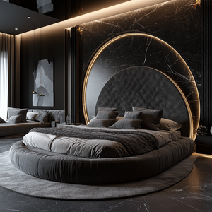 Letto matrimoniale moderno e semplice per coppia, stile Queen Princess, nuovo letto rotondo in flanella satinata per camera da letto padronale, ideale per cinema privato - Product Image 3