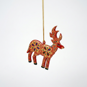 Hand Painted Resin Hanging <b>Ornament</b> <b>Red</b> Gold Floral Animal Pendant Christmas Tree Decor - Product Image 1