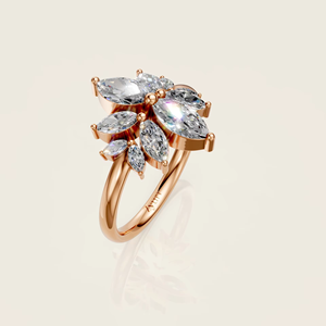 Anillo de Estilo Étnico con Diamante Sintético (Cultivado en Laboratorio) Corte Marquesa de Alta Demanda, Chapado en Oro de 14K, Certificado SGL - Product Image 2
