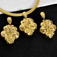 Nouvel ensemble de bijoux en laiton plaqué or 18 carats à la mode pour femme, boucles d'oreilles, pendentif, collier, style hip-hop, cadeau de mariage